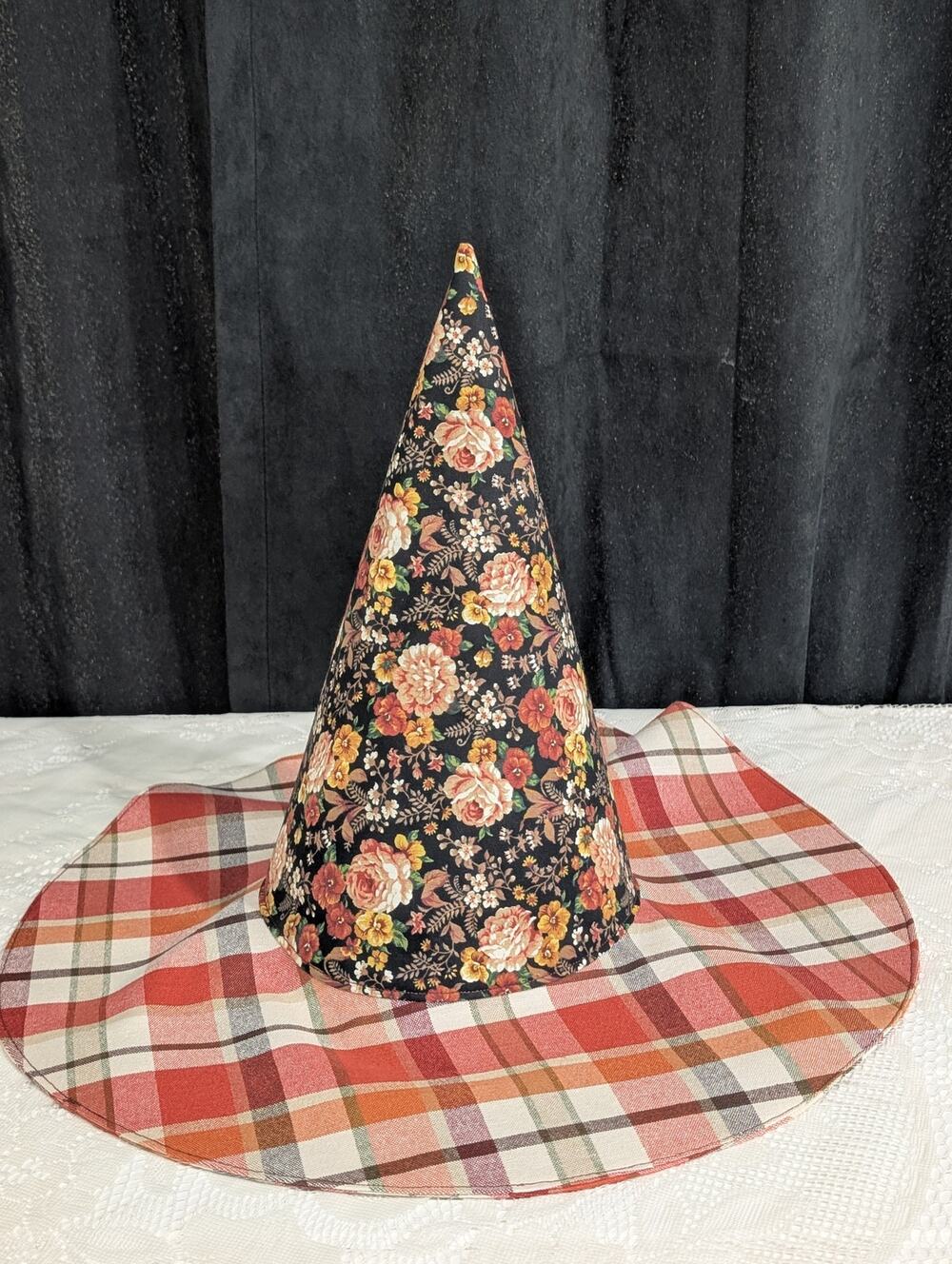 Handmade Upcycled Fall Floral Whimsy Floppy Witch Hat - 11